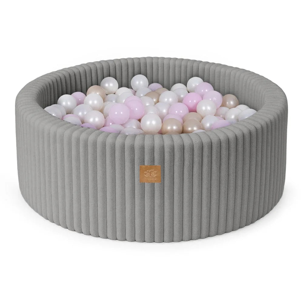 meowbaby-churros-piscine-balles-ronde-90x30-cm-fourrure-gris-200-balles image 2