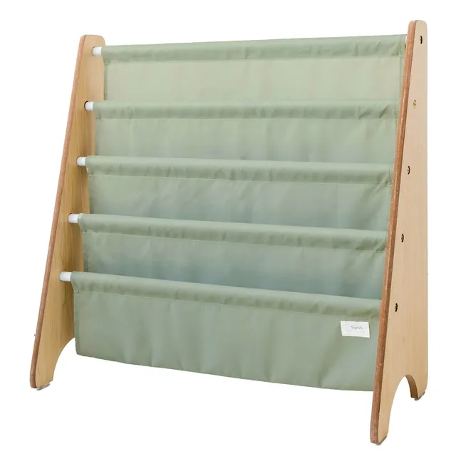 3-sprouts-biblioth-que-enfant-tissu-recycl-vert-porte-livres image 1