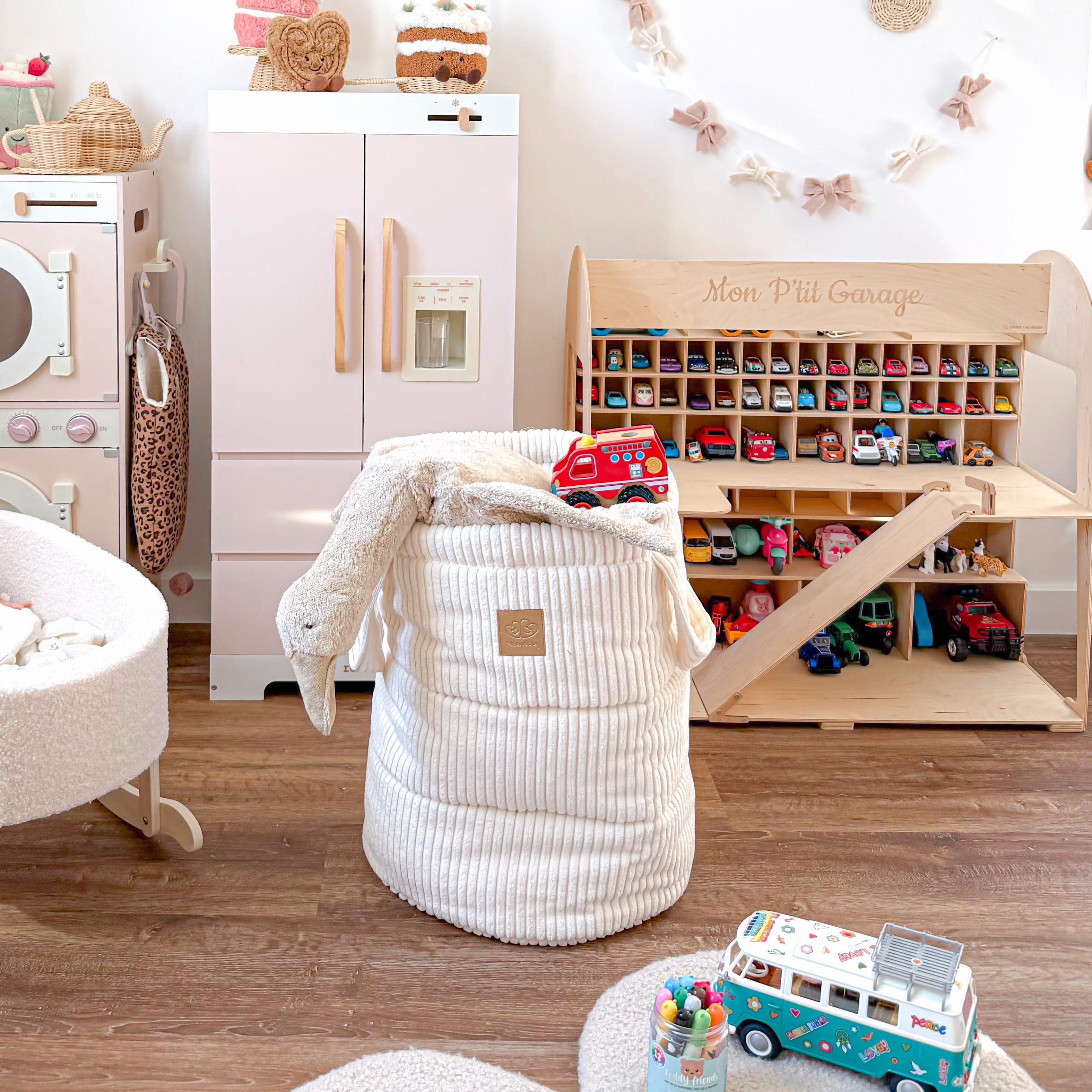 meowbaby-panier-de-rangement-50cm-velours-corduroy-aesthetic image 2