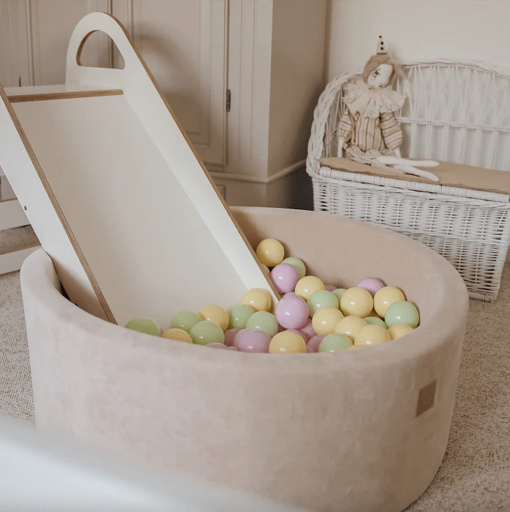meowbaby-piscine-balles-ronde-90x30-cm-velours-beige-200-balles image 2