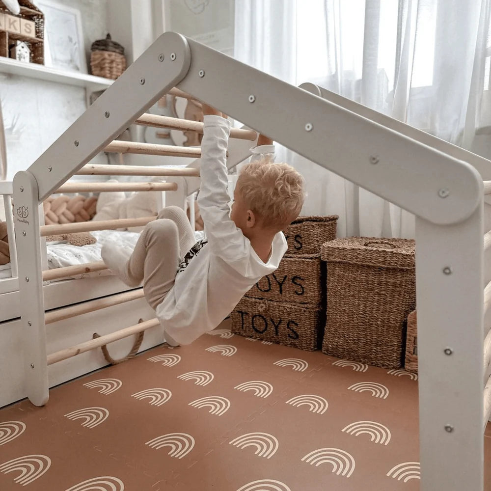 meowbaby-triangle-de-pikler-xl-double-volutif-cabane-bois-option-tente image 1