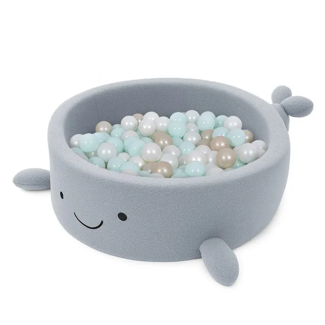 meowbaby-piscine-balles-baleine-90x30-cm-bouclette-200-balles-bleu image 1