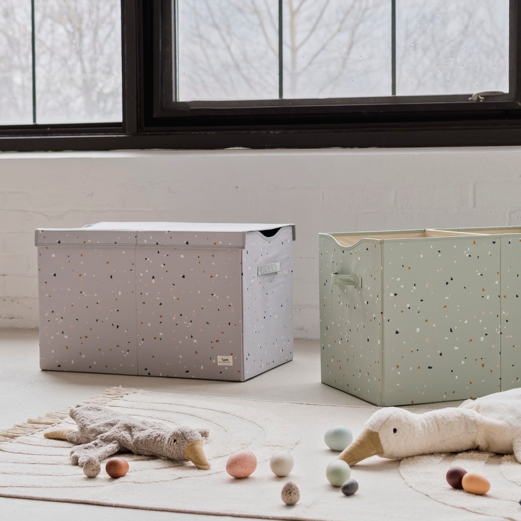 3-sprouts-coffre-de-rangement-pliable-terrazzo-gris-recycl image 2