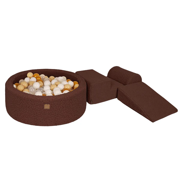 meowbaby-parcours-3-pi-ces-piscine-balles-ronde-90x30-bearly-marron-200-balles image 1