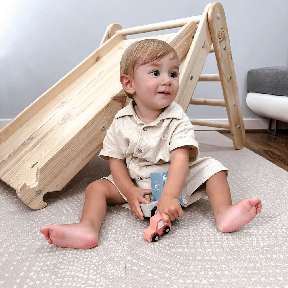 meowbaby-triangle-de-pikler-en-bois-avec-rampe image 2