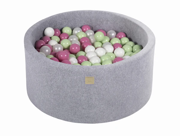 meowbaby-piscine-balles-ronde-90x40-cm-velours-gris-300-balles image 6