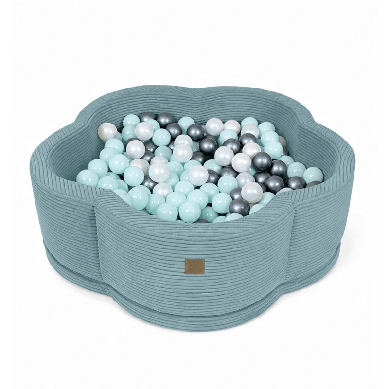 meowbaby-piscine-balles-fleur-aesthetic-90x30-cm-tapis-turquoise-200-balles image 1