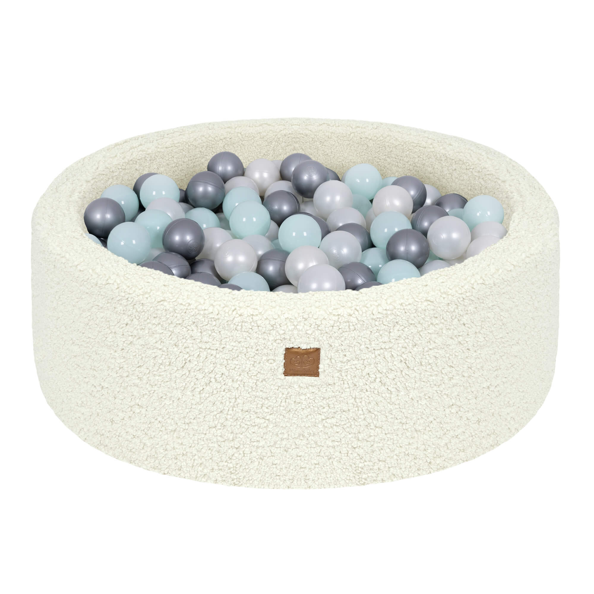 meowbaby-piscine-balles-ronde-bearly-90x30-cm-en-peluche-cr-me-200-balles image 6
