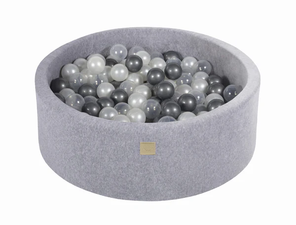 meowbaby-piscine-balles-ronde-90x30-cm-velours-gris-200-balles image 6