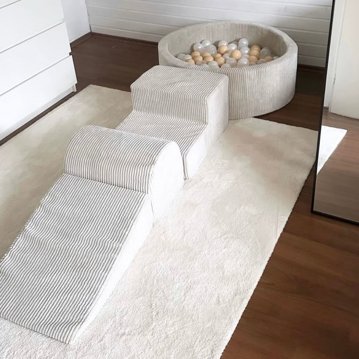 meowbaby-aesthetic-parcours-3-pi-ces-piscine-ronde-90x30-corduroy-cru-200-balles image 2