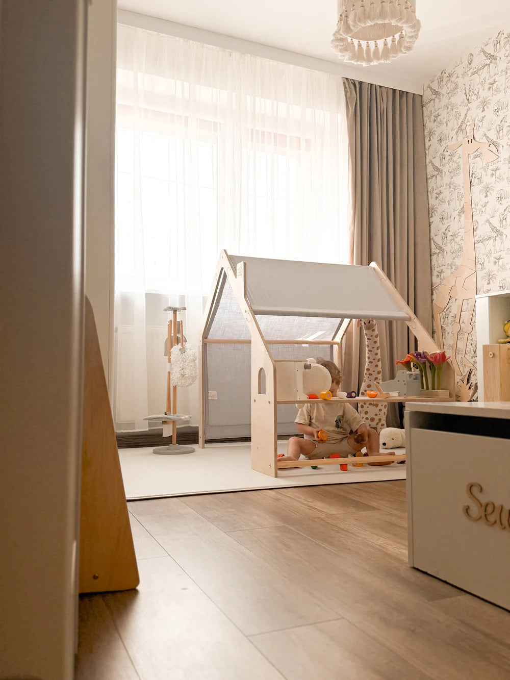 meowbaby-cabane-en-bois-d-int-rieur-maison-de-jeu-avec-toit-tissu image 3