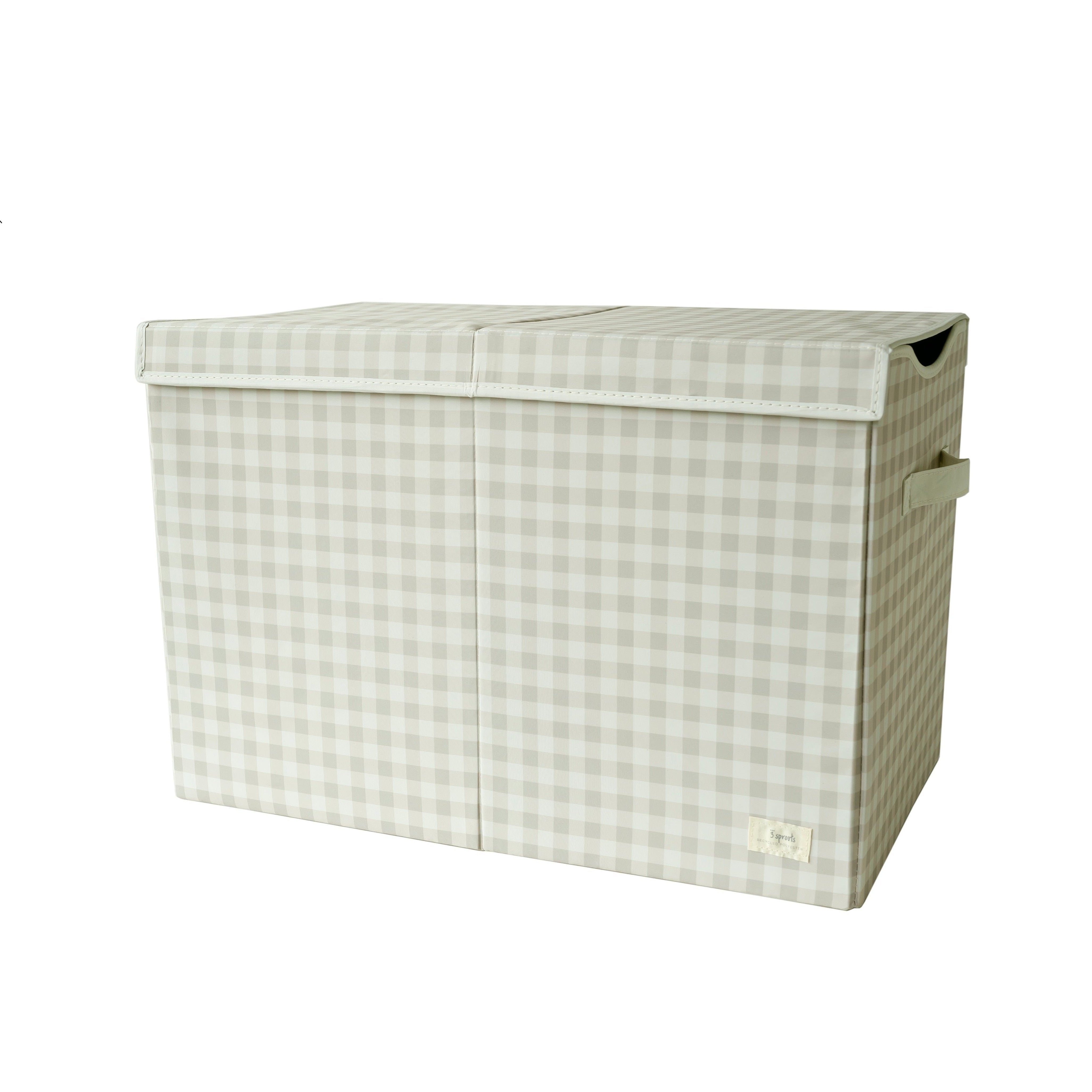 3-sprouts-coffre-de-rangement-pliable-beige-vichy-en-tissu-recycl image 1