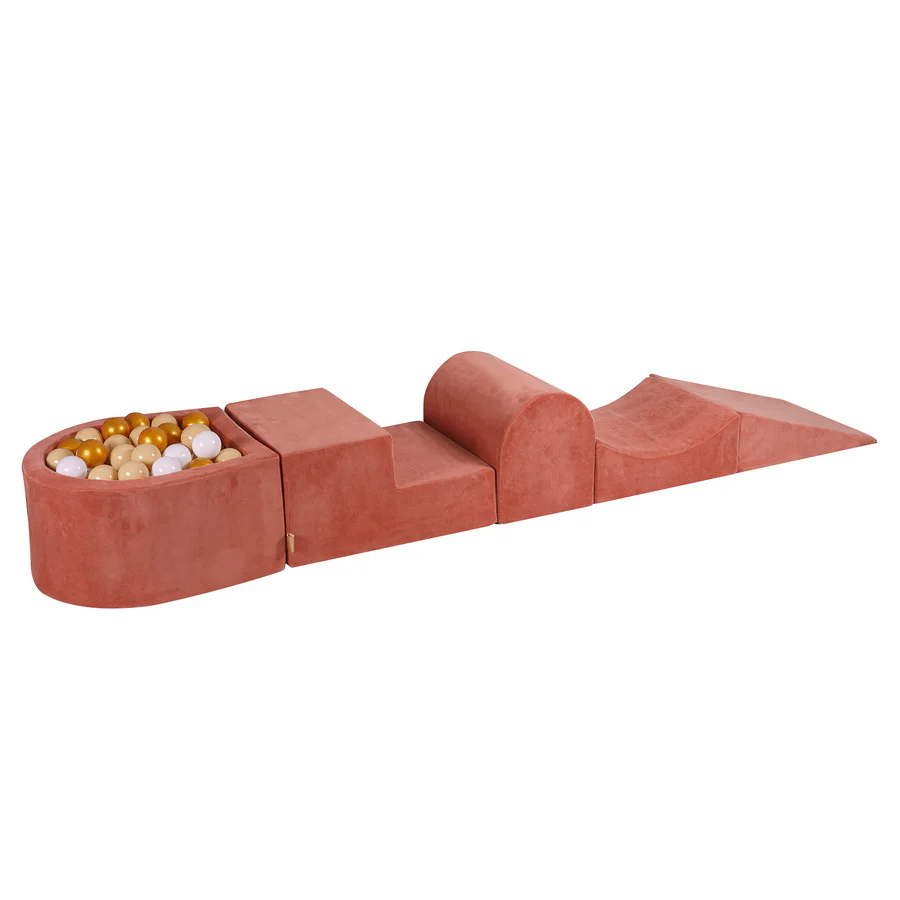 meowbaby-parcours-de-motricit-velours-marsala-5-pi-ces-avec-piscine-balles image 4