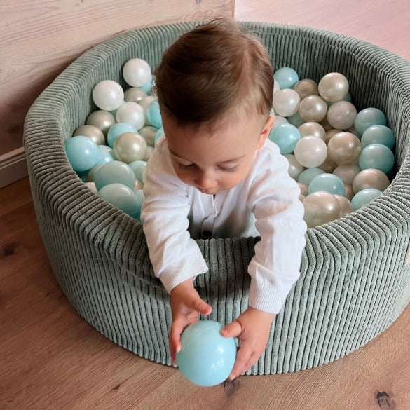 meowbaby-piscine-balles-ronde-90x30cm-velours-c-tel-aesthetic-olive-200-balles-a image 3