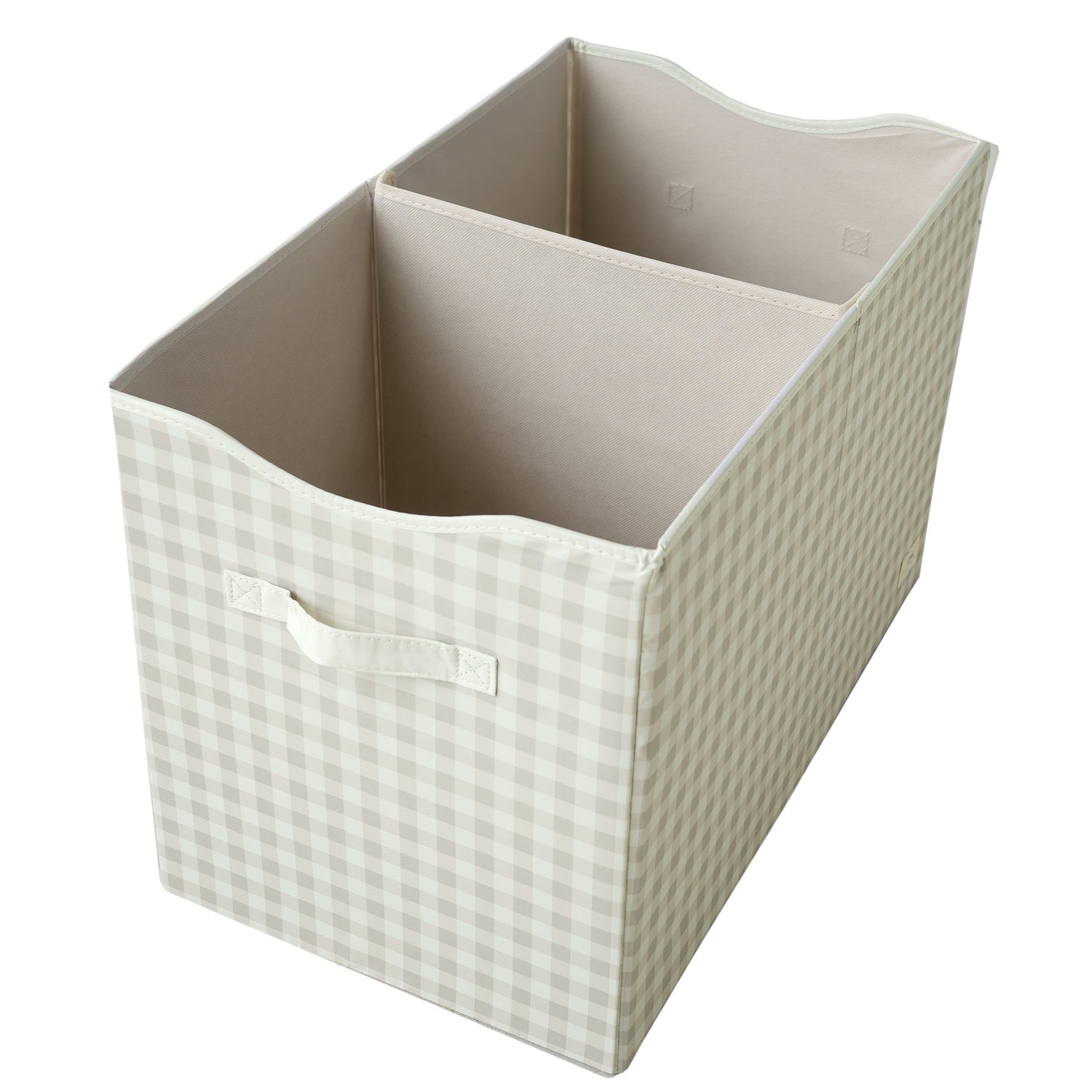 3-sprouts-coffre-de-rangement-pliable-beige-vichy-en-tissu-recycl image 3