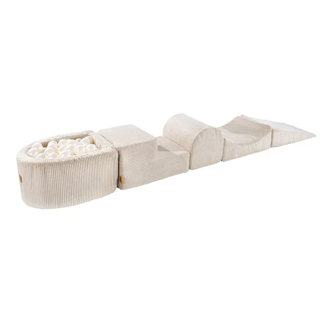 meowbaby-parcours-5-l-ments-petite-piscine-velours-corduroy-cru-balles-au-choix image 1