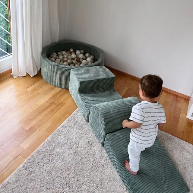 meowbaby-aesthetic-parcours-3-pi-ces-piscine-balles-ronde-90x30-cm-corduroy-oliv image 1