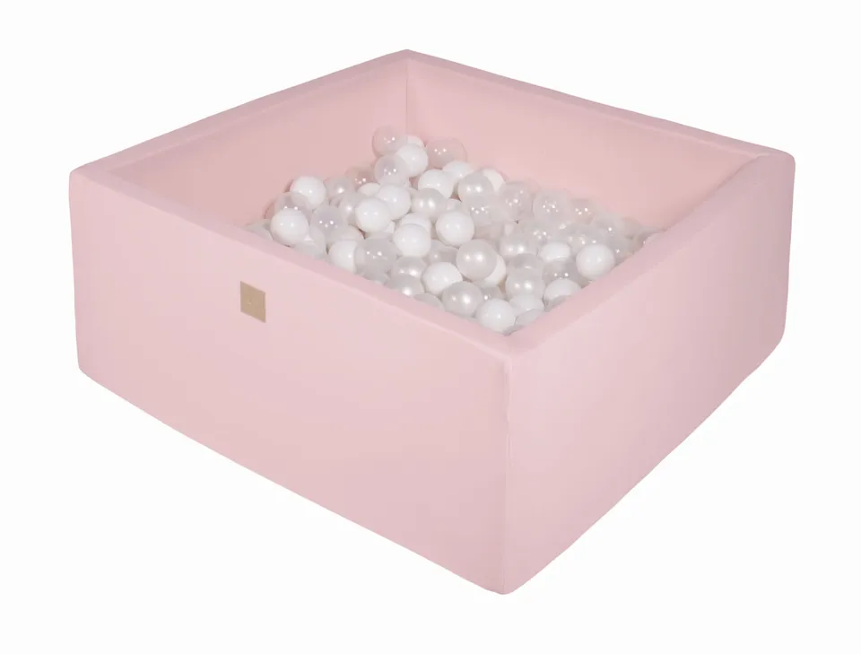 meowbaby-piscine-balles-carr-e-90x90-cm-jersey-rose-300-balles-au-choix image 1