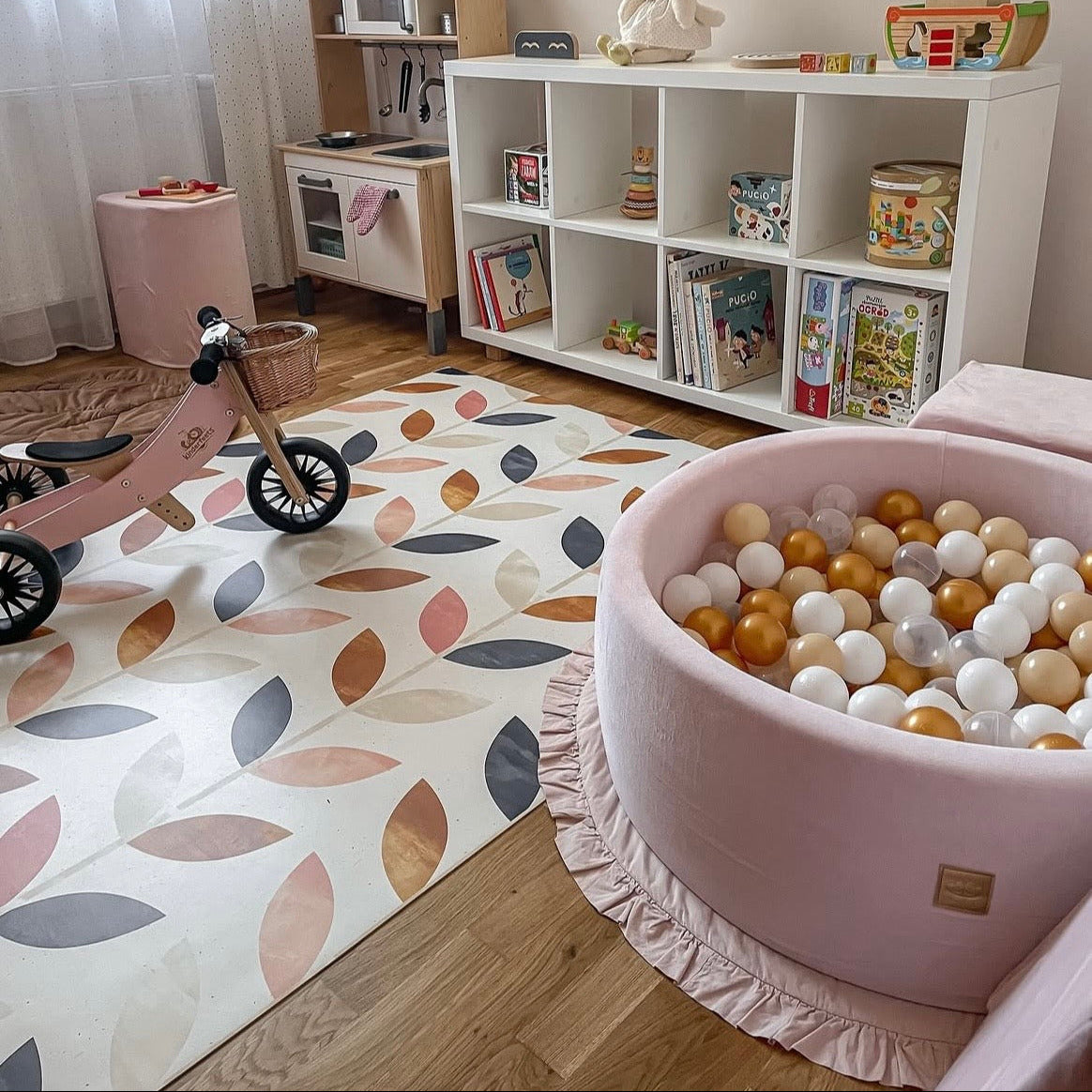 meowbaby-piscine-balles-ronde-90x30-cm-velours-rose-200-balles image 3