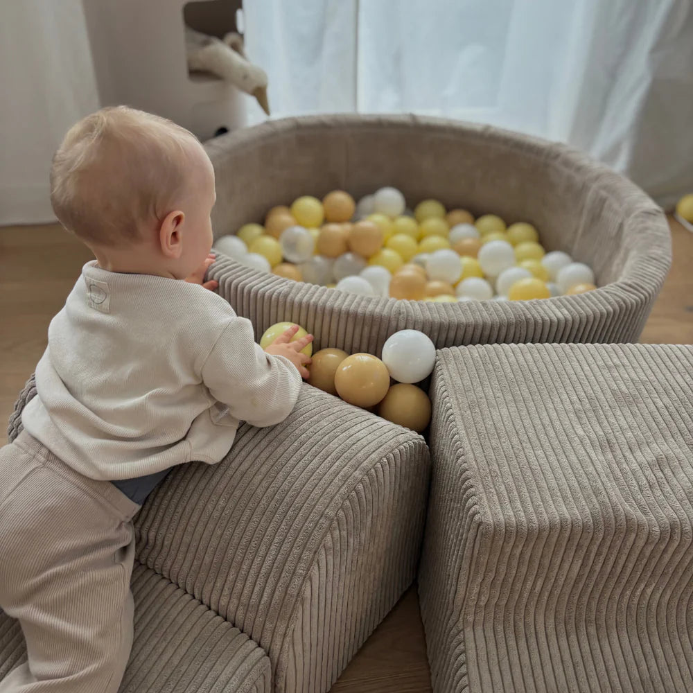 meowbaby-parcours-3-pi-ces-piscine-balles-ronde-90x30-cm-corduroy-aesthetic-taup image 2