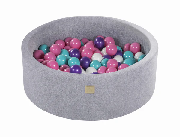 meowbaby-piscine-balles-ronde-90x30-cm-velours-gris-200-balles image 8