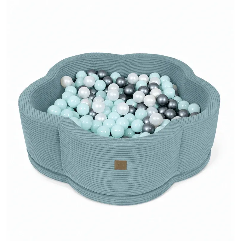 meowbaby-piscine-balles-fleur-aesthetic-90x30-cm-tapis-turquoise-200-balles image 1