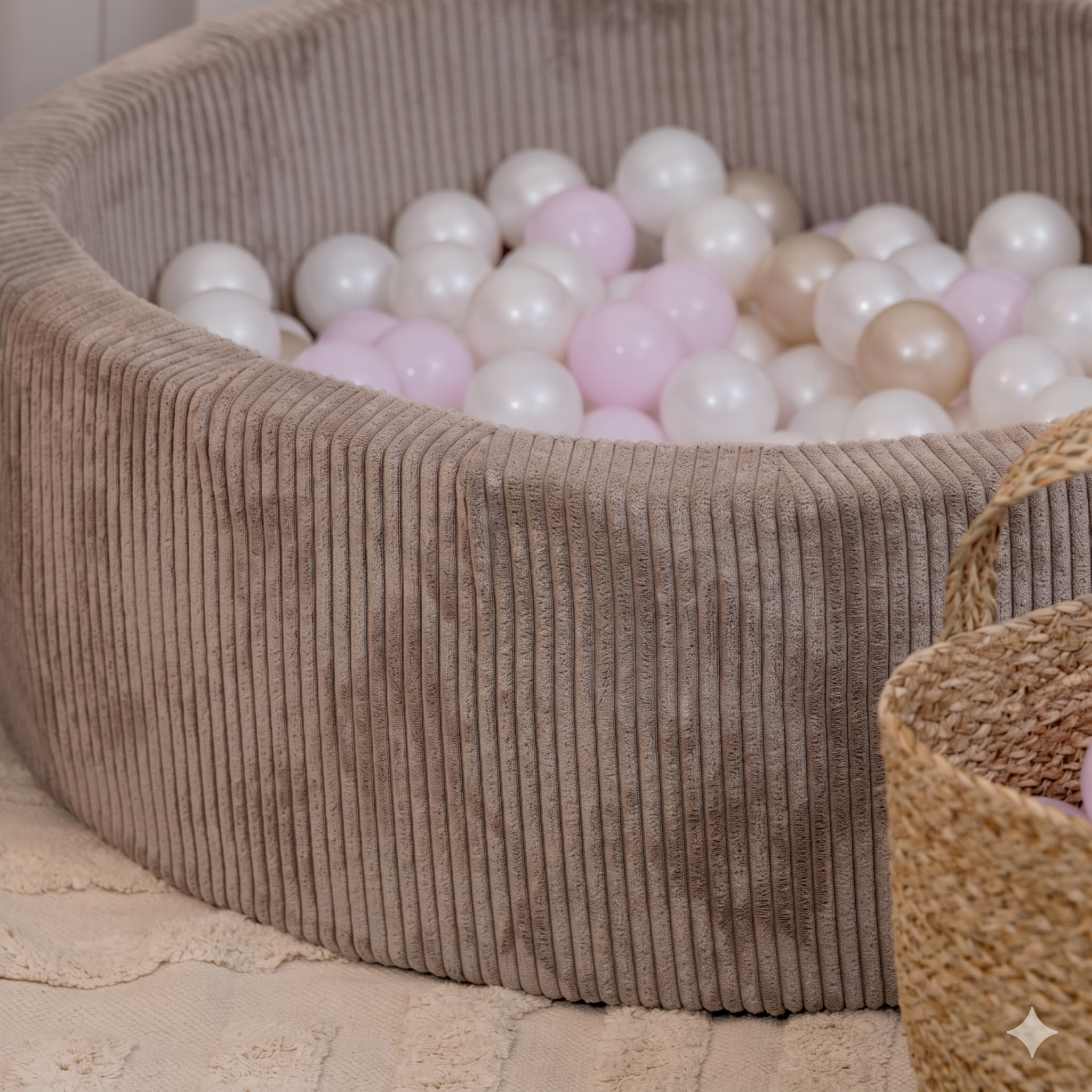 meowbaby-parcours-3-pi-ces-piscine-balles-ronde-90x30-cm-corduroy-aesthetic-taup image 7