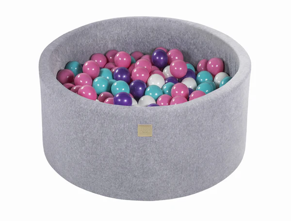 meowbaby-piscine-balles-ronde-90x40-cm-velours-gris-300-balles image 8
