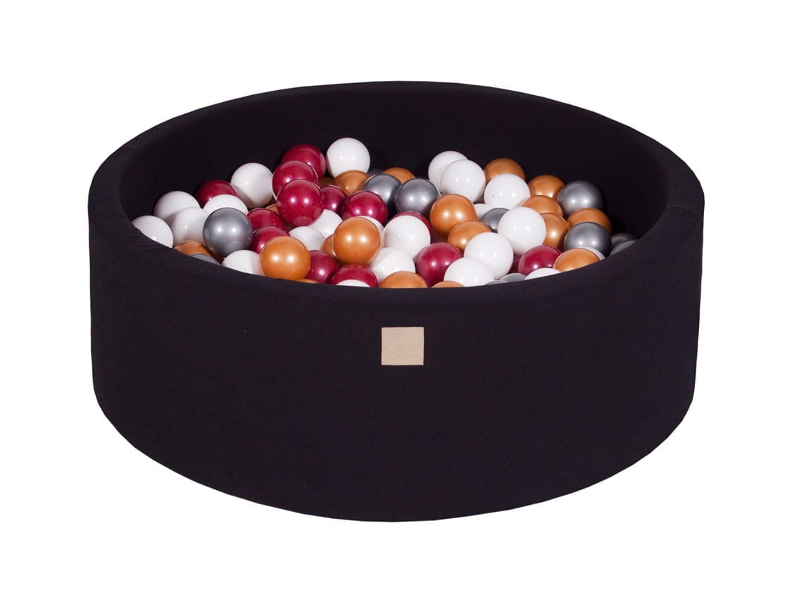 meowbaby-piscine-balles-ronde-90x30-cm-jersey-noir-200-balles image 1