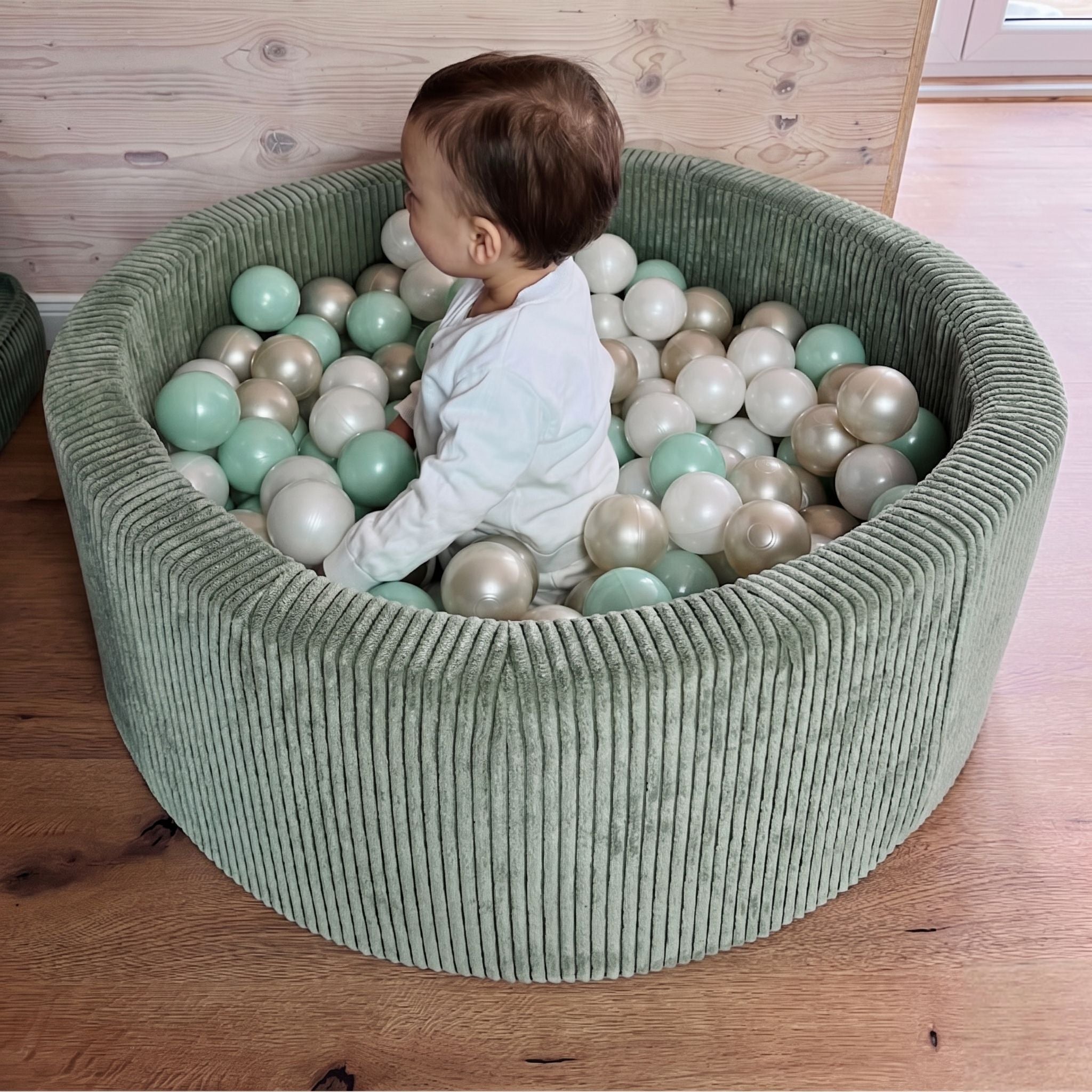 meowbaby-aesthetic-parcours-3-pi-ces-piscine-balles-ronde-90x30-cm-corduroy-oliv image 5