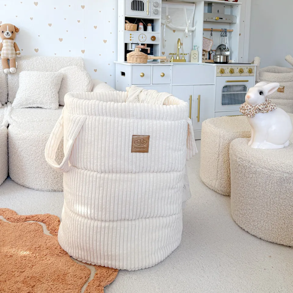 meowbaby-panier-de-rangement-50cm-velours-corduroy-aesthetic image 1