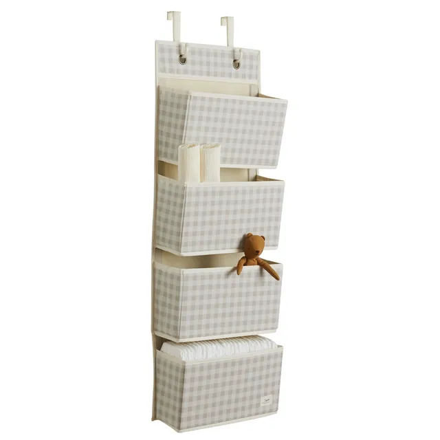3-sprouts-gingham-beige-organisateur-suspendu-porte-4-poches image 1