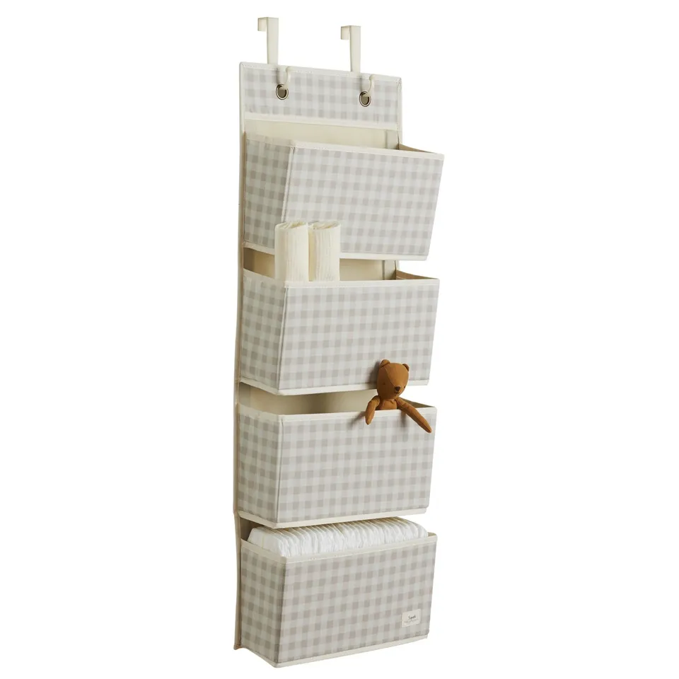 3-sprouts-gingham-beige-organisateur-suspendu-porte-4-poches image 1
