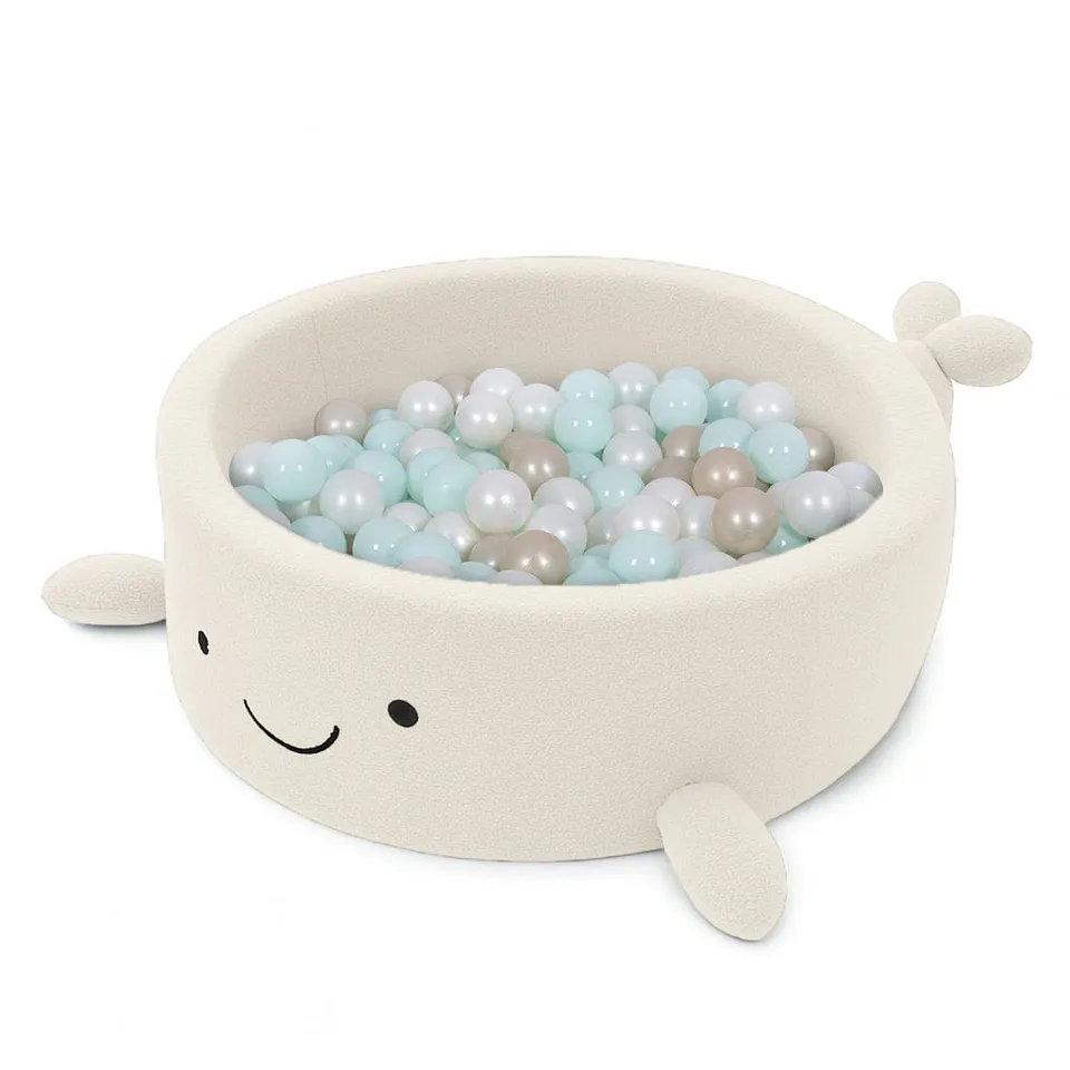 meowbaby-piscine-balles-baleine-90x30-bouclette-c-line-cr-me-200-balles image 1