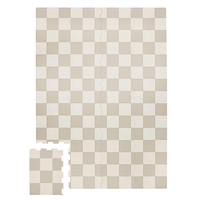 3-sprouts-tapis-puzzle-mousse-eva-damier-beige-16-dalles image 1