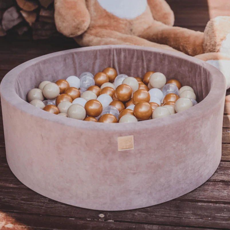 meowbaby-piscine-balles-ronde-90x30-cm-velours-marron-glac-200-balles image 2