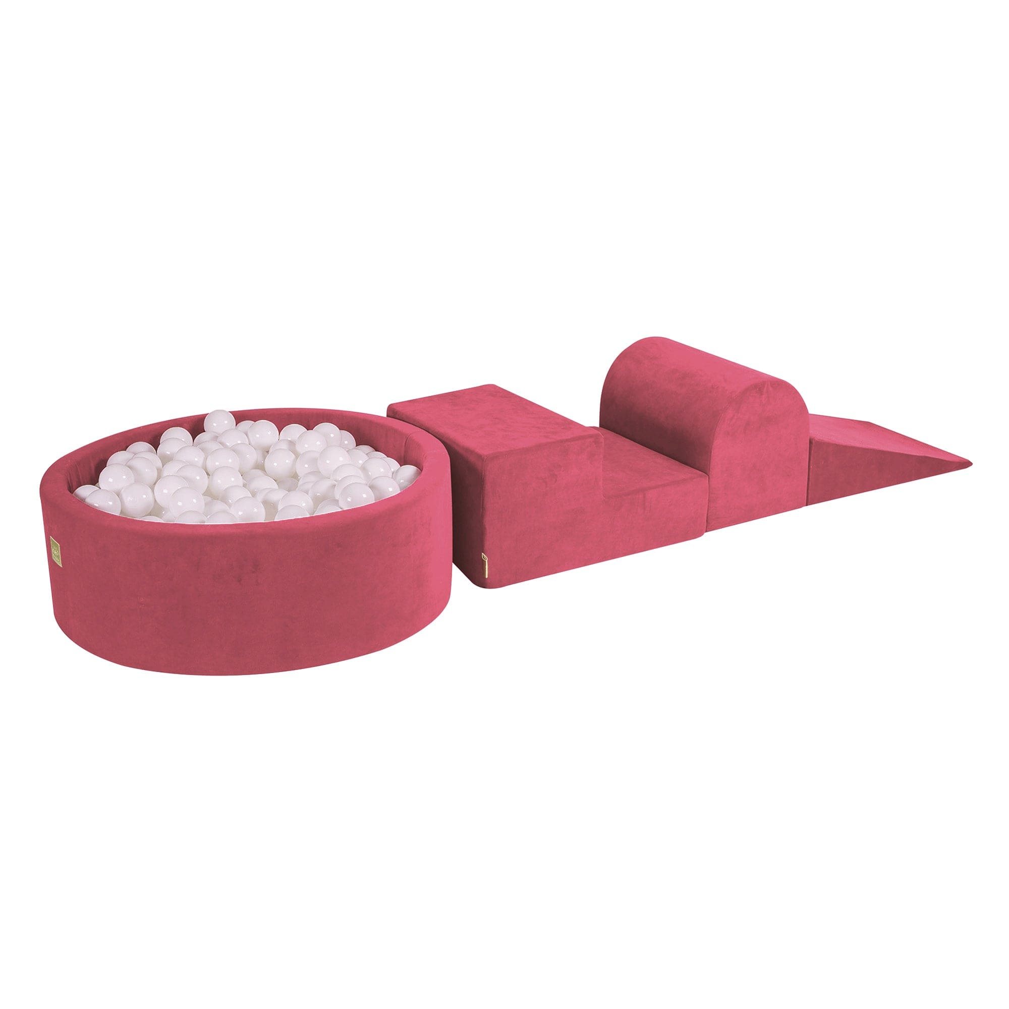 meowbaby-parcours-3-pi-ces-piscine-balles-ronde-90x30-velours-rouge-framboise-20 image 1