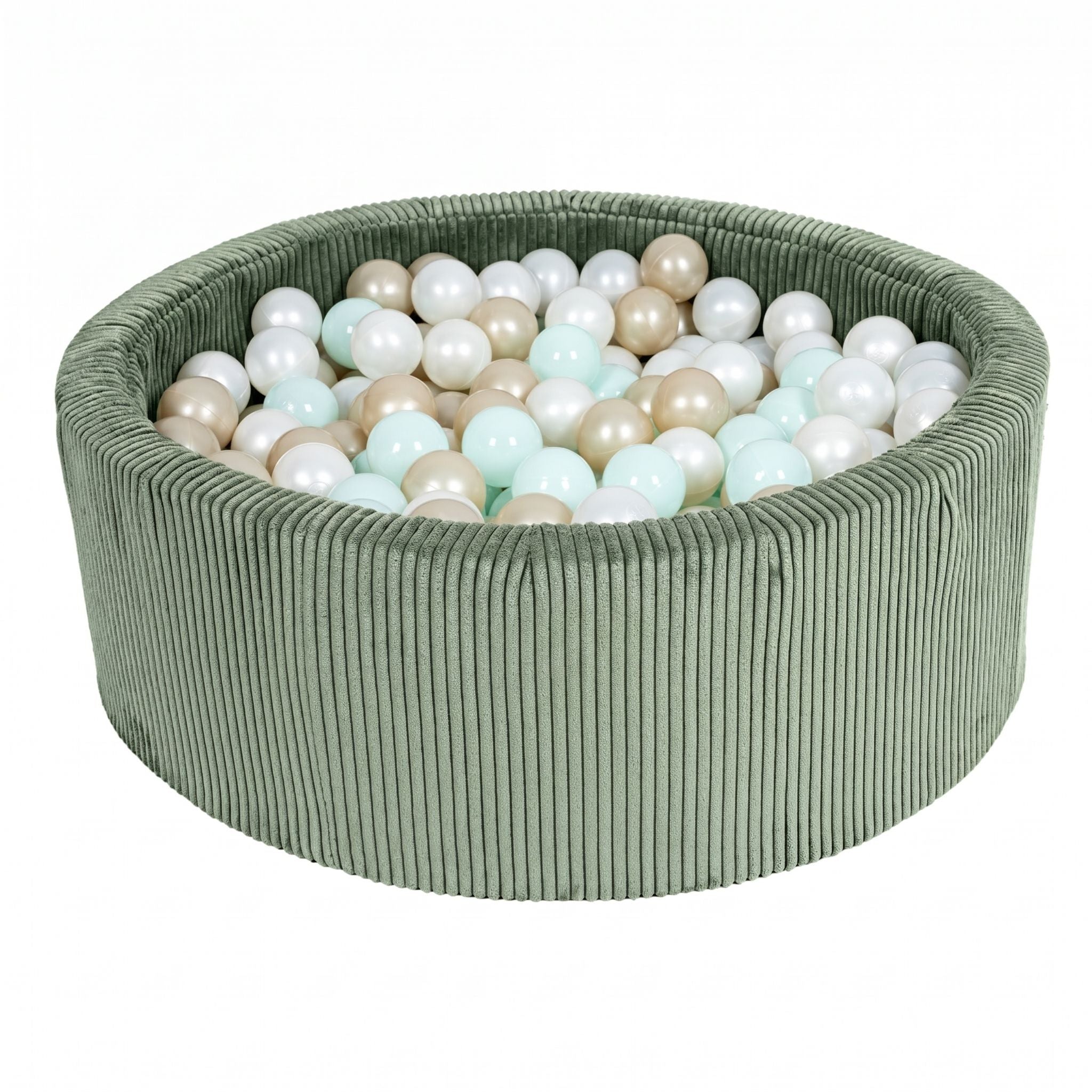meowbaby-piscine-balles-ronde-90x30cm-velours-c-tel-aesthetic-olive-200-balles-a image 6