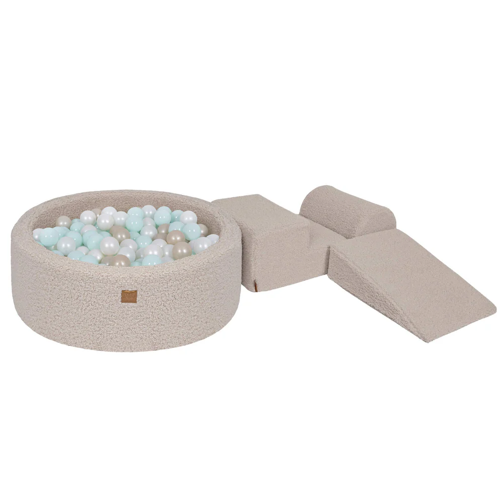 meowbaby-bearly-parcours-3-pi-ces-piscine-balles-ronde-90x30-cm-200-balles-taupe image 4