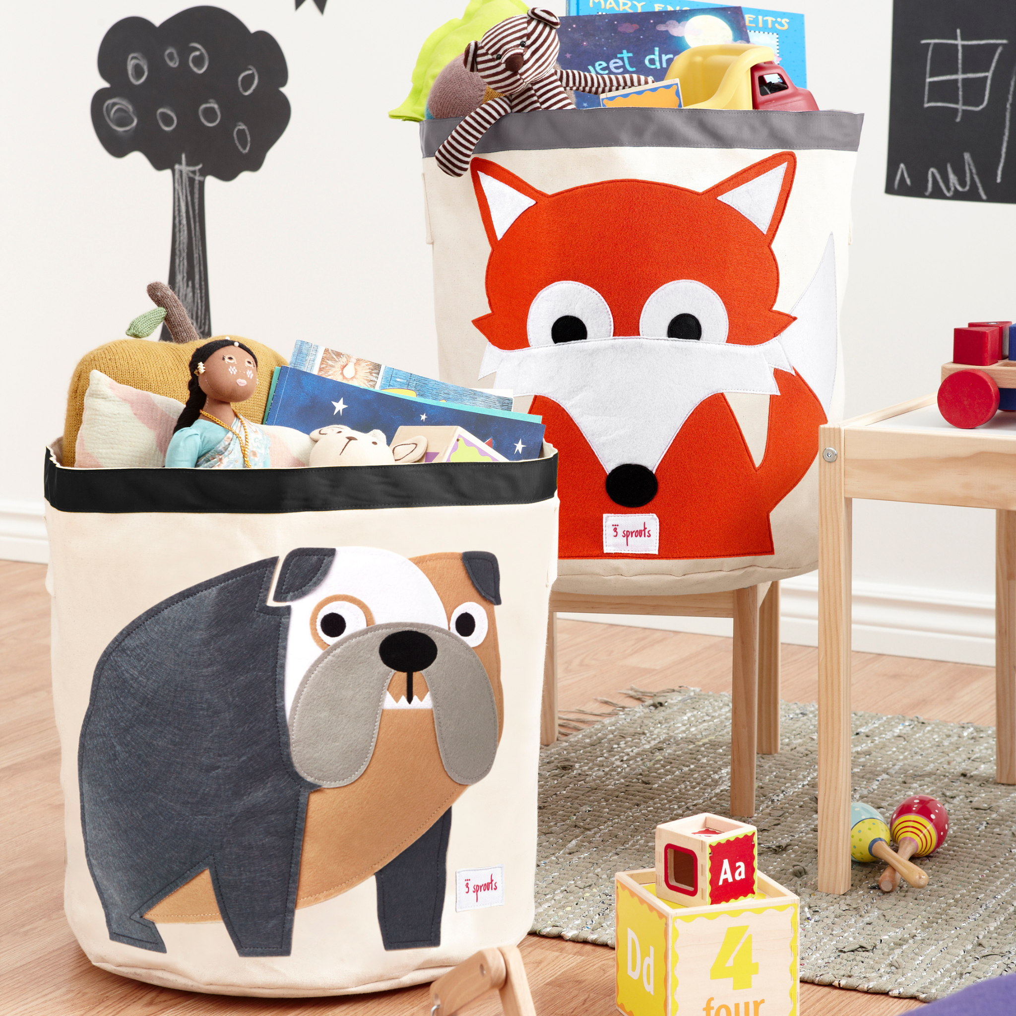 3-sprouts-panier-de-rangement-bouledogue-coton image 2