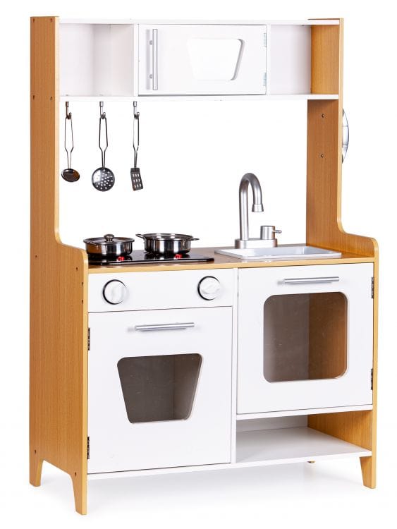 meowbaby-cuisine-en-bois-interactive-blanc-bois-sons-lumi-res-et-accessoires image 4