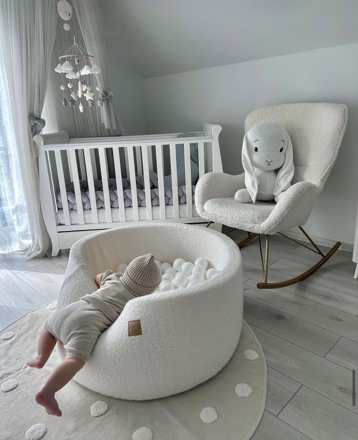 meowbaby-piscine-balles-ronde-90x30-cm-bouclette-blanche-200-balles image 6