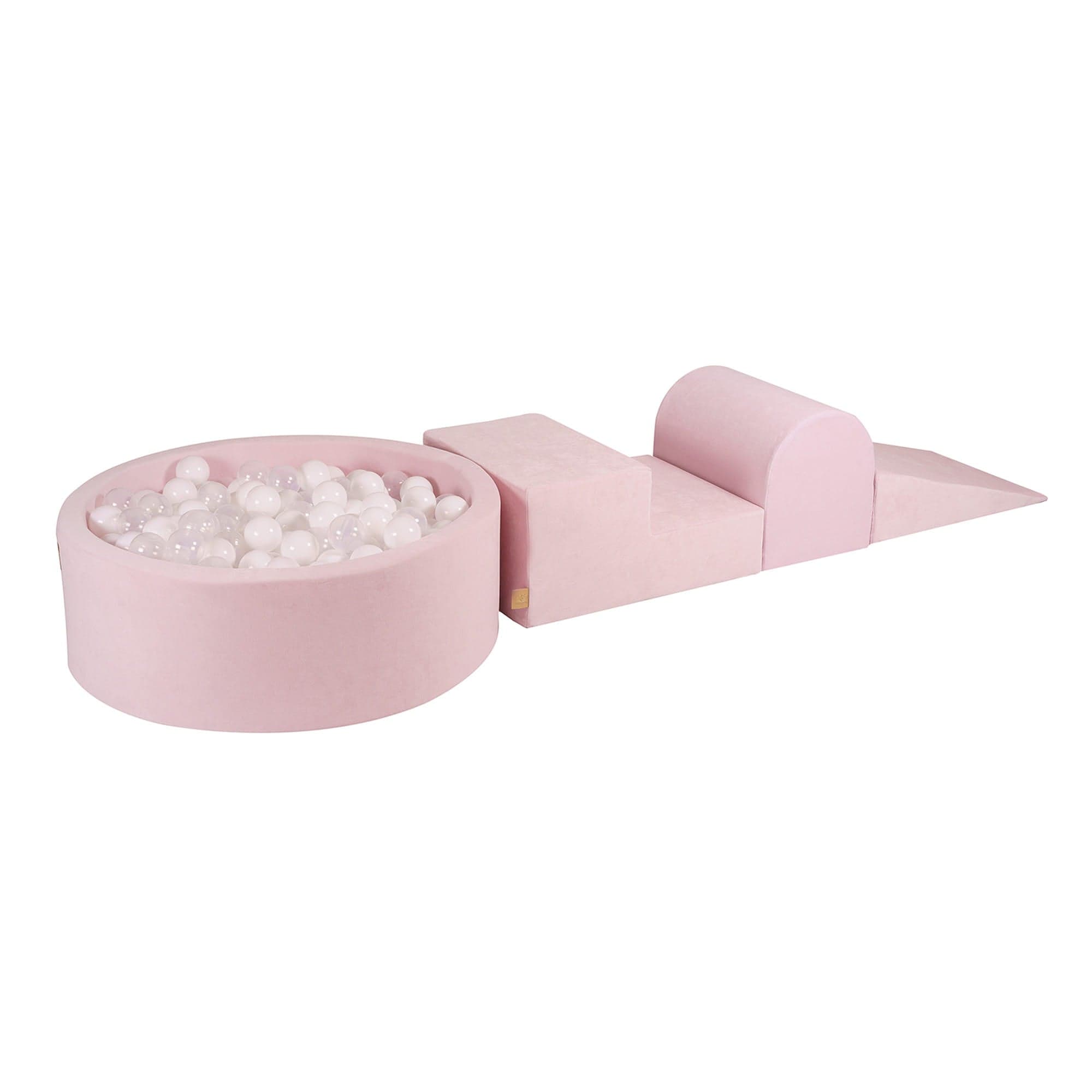 meowbaby-velvet-parcours-3-pi-ces-piscine-balles-ronde-90x30-cm-200-balles-rose image 6