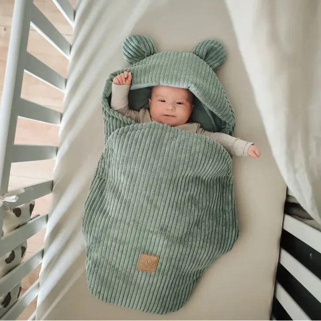 meowbaby-aesthetic-couverture-d-emmaillotage-velours-corduroy-ours image 1