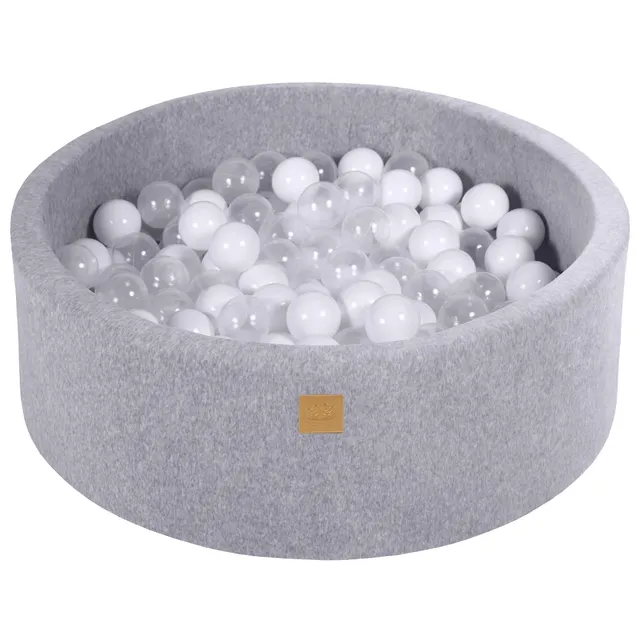 meowbaby-piscine-balles-ronde-90x30-cm-velours-gris-200-balles image 1