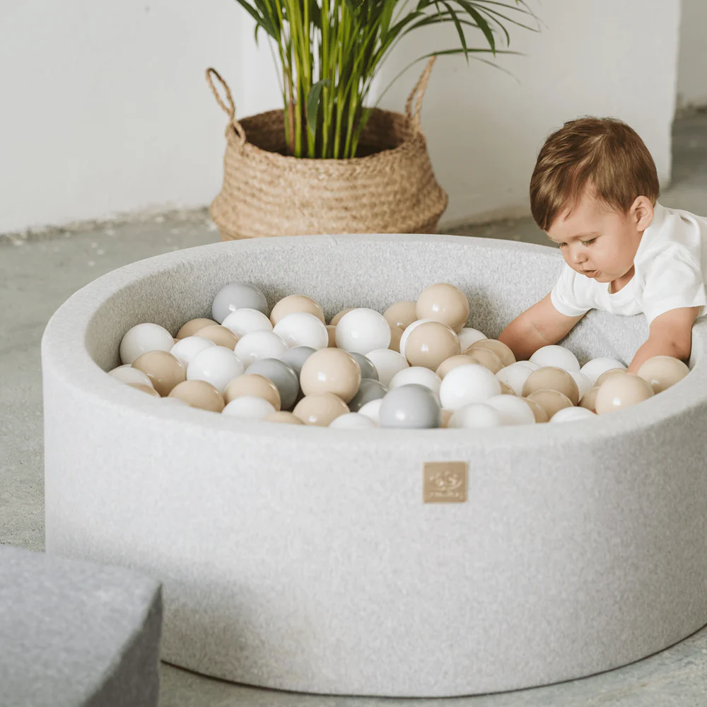 meowbaby-piscine-balles-ronde-90x30-cm-jersey-200-balles-gris-clair image 4