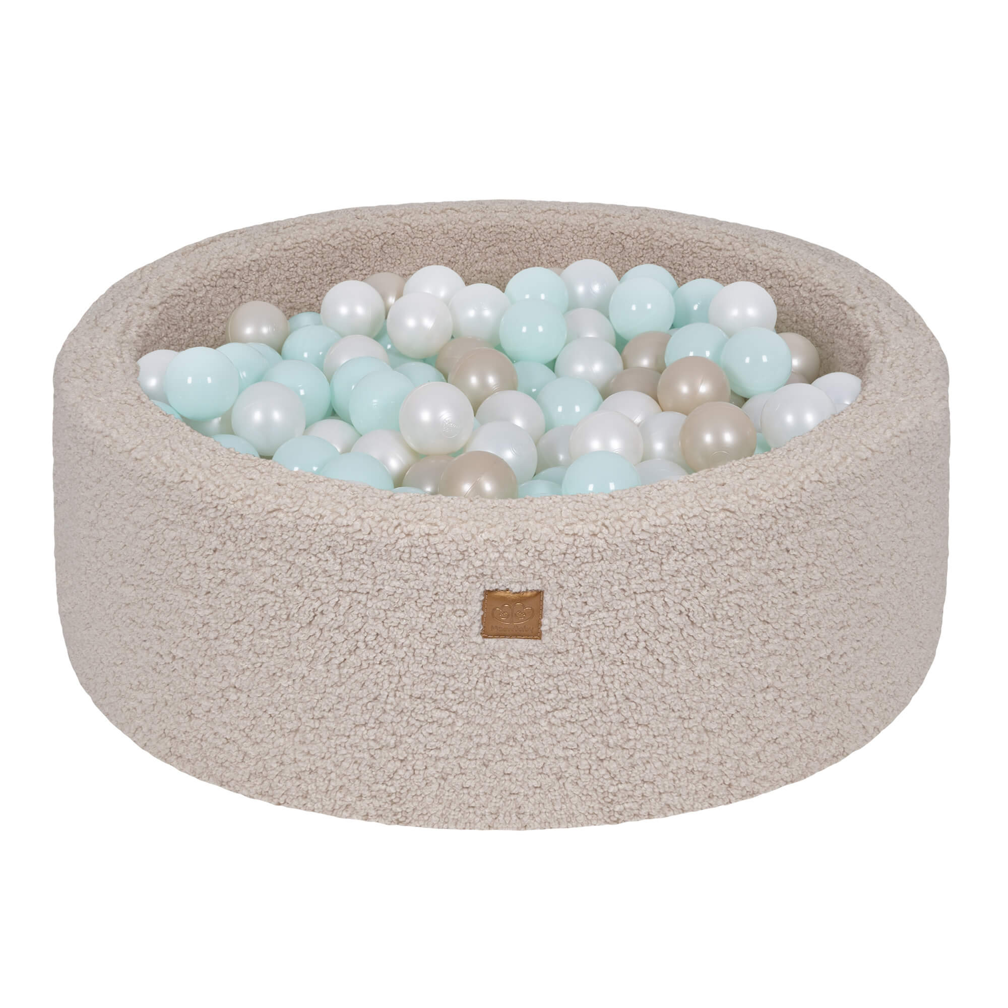 meowbaby-piscine-balles-ronde-90x30-cm-peluche-bearly-taupe-200-balles image 3