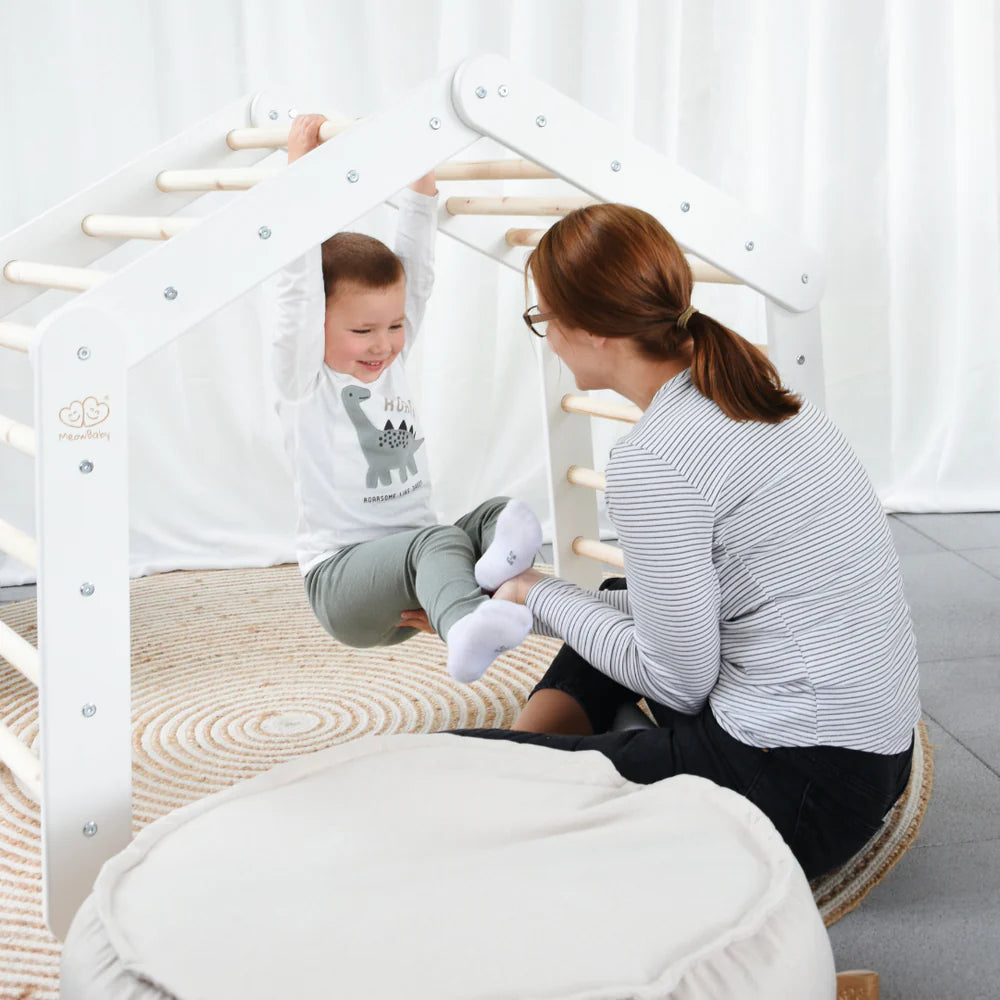 meowbaby-triangle-de-pikler-xl-double-volutif-cabane-bois-option-tente image 2
