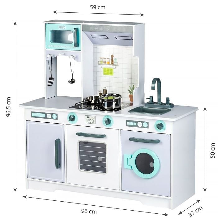 meowbaby-cuisine-en-bois-compl-te-avec-accessoires-gris-menthe image 6