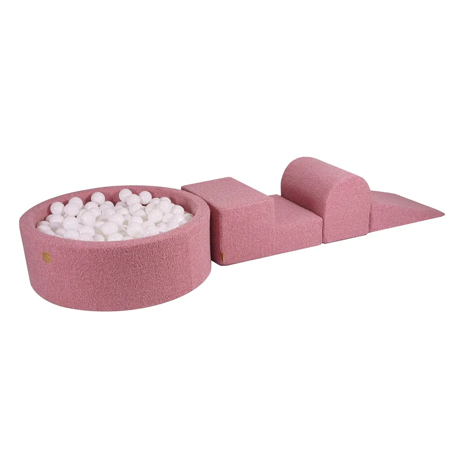 meowbaby-parcours-3-pi-ces-piscine-balles-90x30-bouclette-rose-200-balles image 1